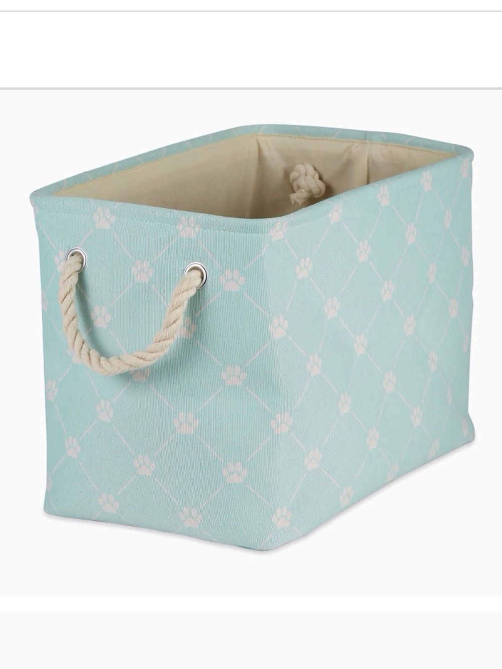 Pet Toy Canvas Storage Bin Aqua. 16” X 10” X 12”. Collapsible. New-No Tags